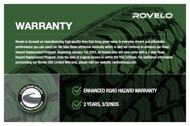 Rovelo Road Hazard Warranty Card US